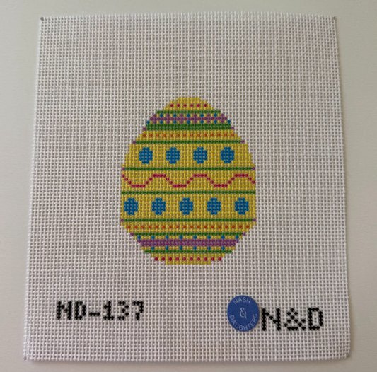 Happy Pattern Yellow Egg Needlepoint Canvas